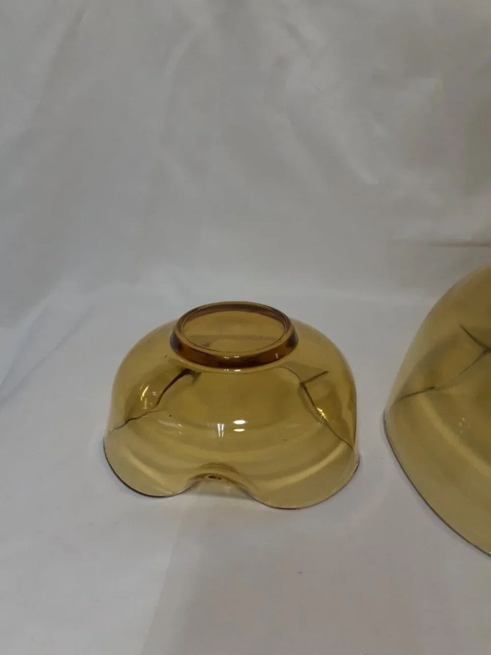 Vintage MCM Yellow/Amber Anchor Hocking Chip & Dip Set, Pinched Folded edges,